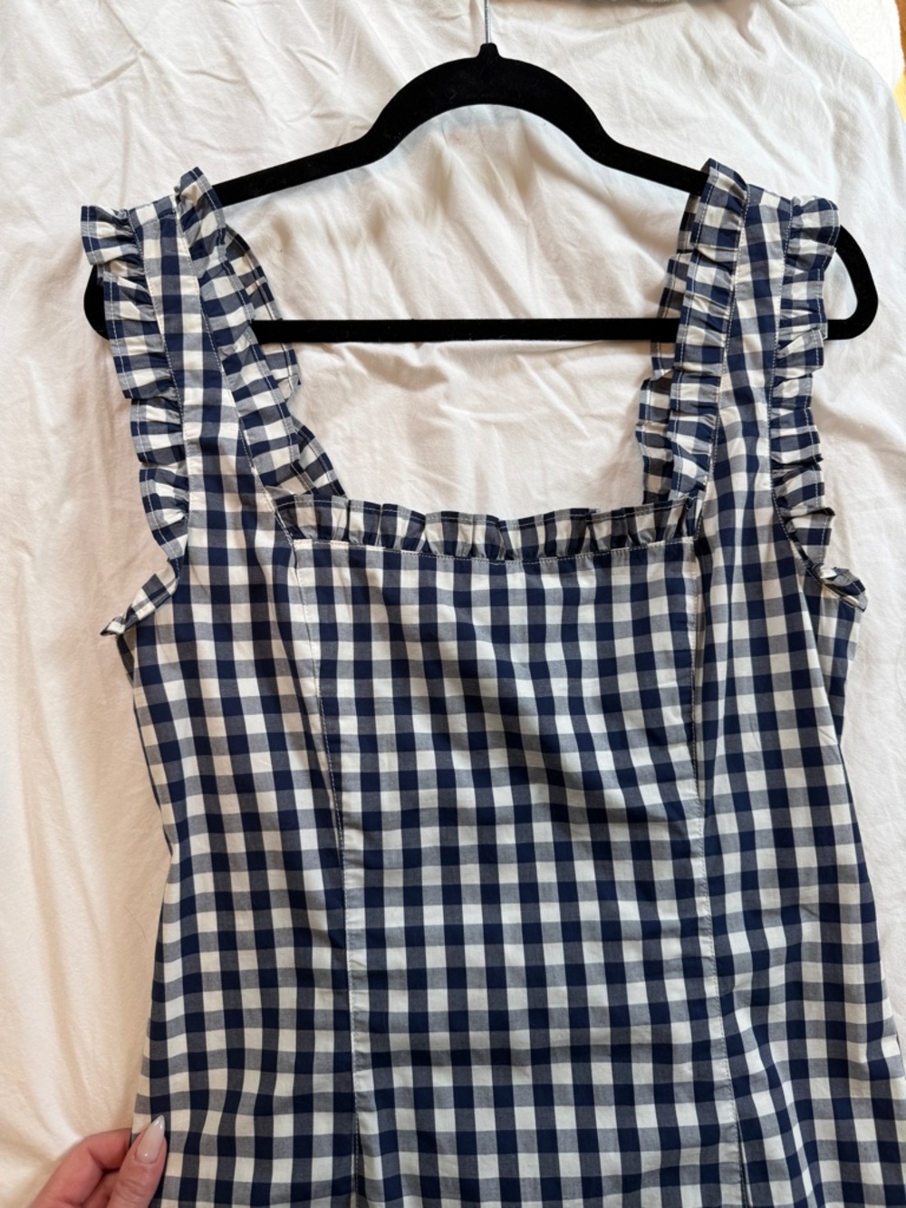 J.Crew Navy Gingham Ruffle Mini Dress - Picture 3 of 5